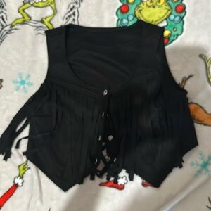 NWT SWEATYROCKS western style vest with fringe sz xs
